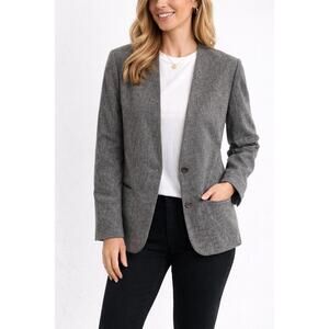 Koret Gray Wool Blend Blazer Womens 38.5 Chest Tailored Career Jacket